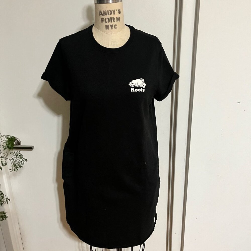 ROOTS Black Sweatshirt Mini Dress Size‎ Medium